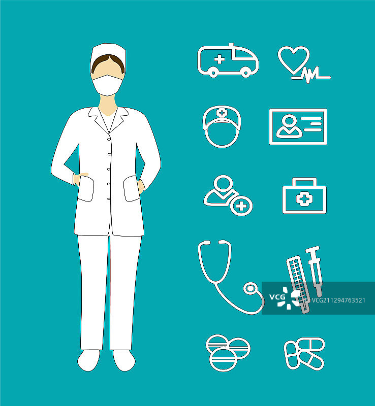 女医生与医疗健康图标图片素材