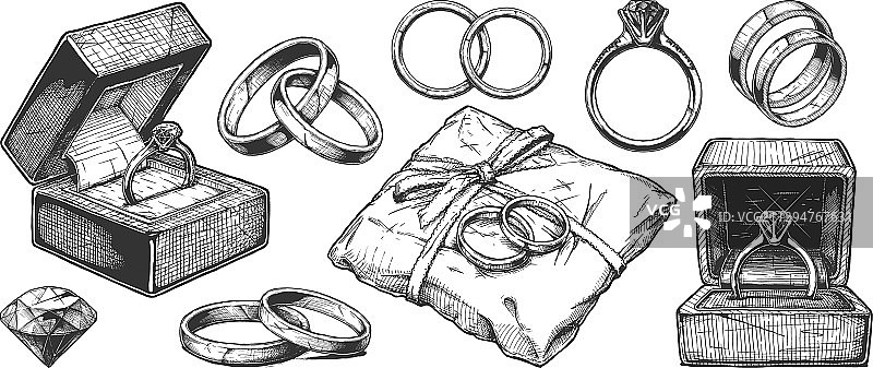 结婚戒指和珠宝首饰图片素材