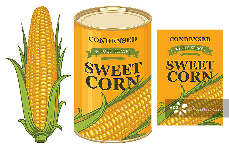 甜玉米罐头标签banner图片素材