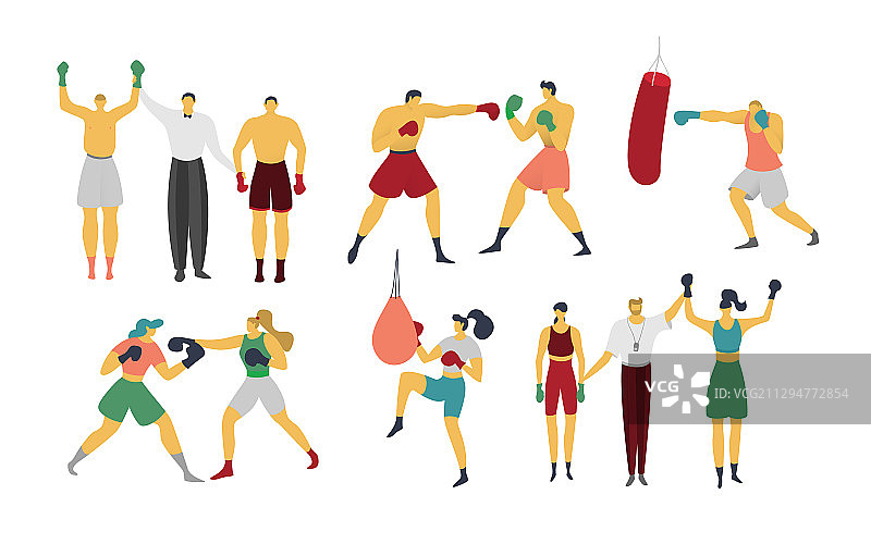 人们在进行拳击运动图片素材