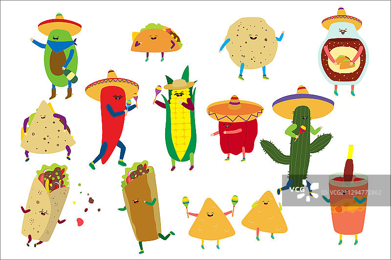 卡通可爱墨西哥食物图片素材