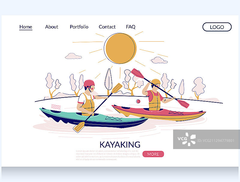 皮划艇网站着陆页设计图片素材
