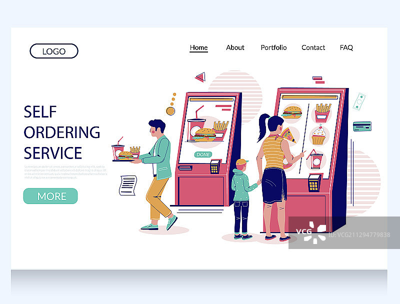 自助点餐服务网站着陆页图片素材