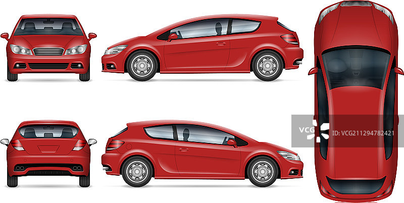 红色掀背车模型图片素材