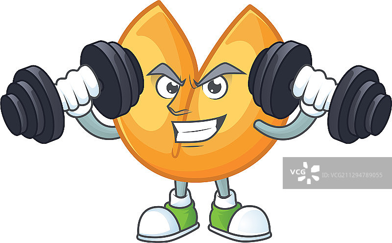 带杠铃的健身中国风幸运饼干吉祥物图片素材