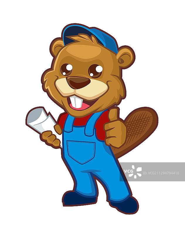 卡通海狸建筑工人吉祥物图片素材