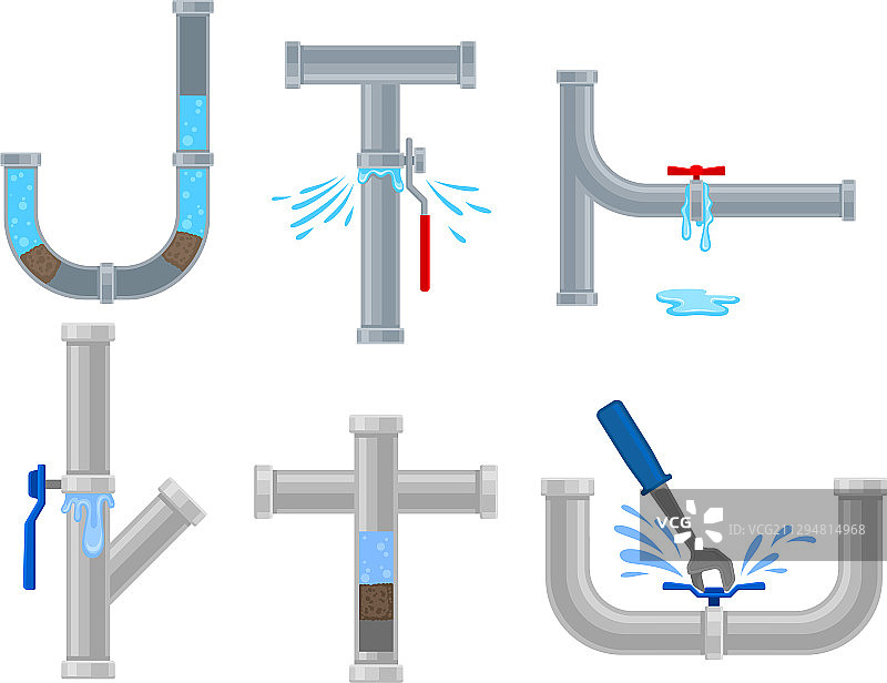带阀门的损坏管道配件或适配器图片素材