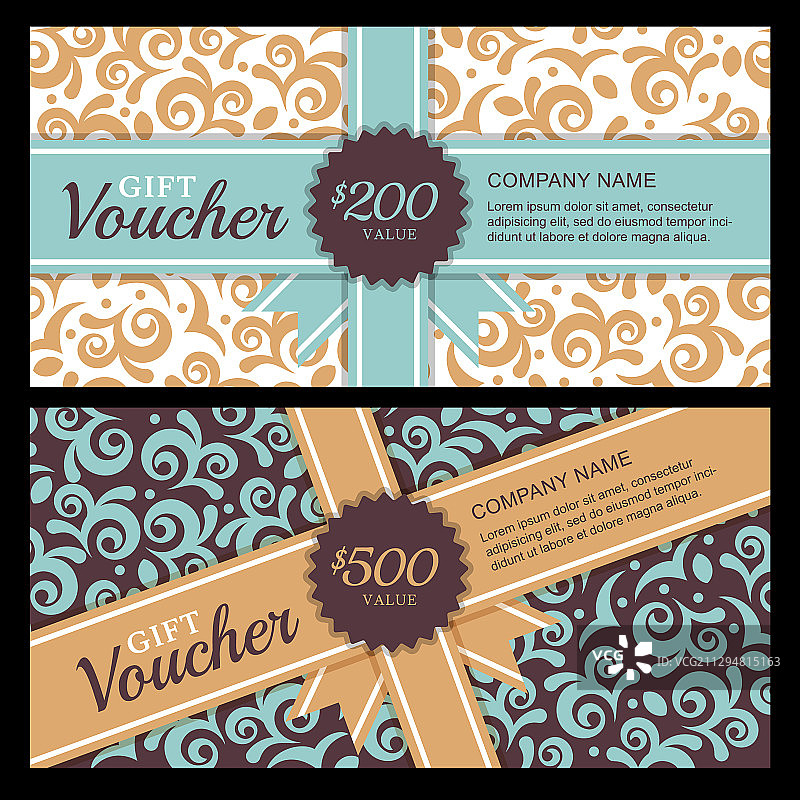 具有复古装饰背景的礼券图片素材