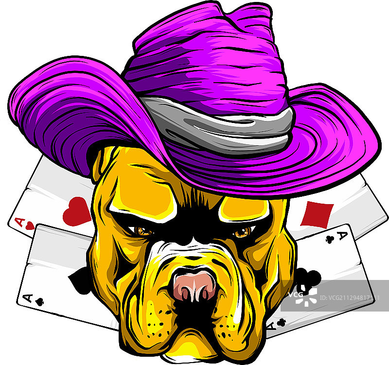 扑克牌和斗牛犬图片素材