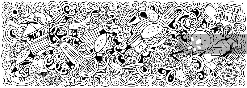 快餐手绘卡通涂鸦图片素材