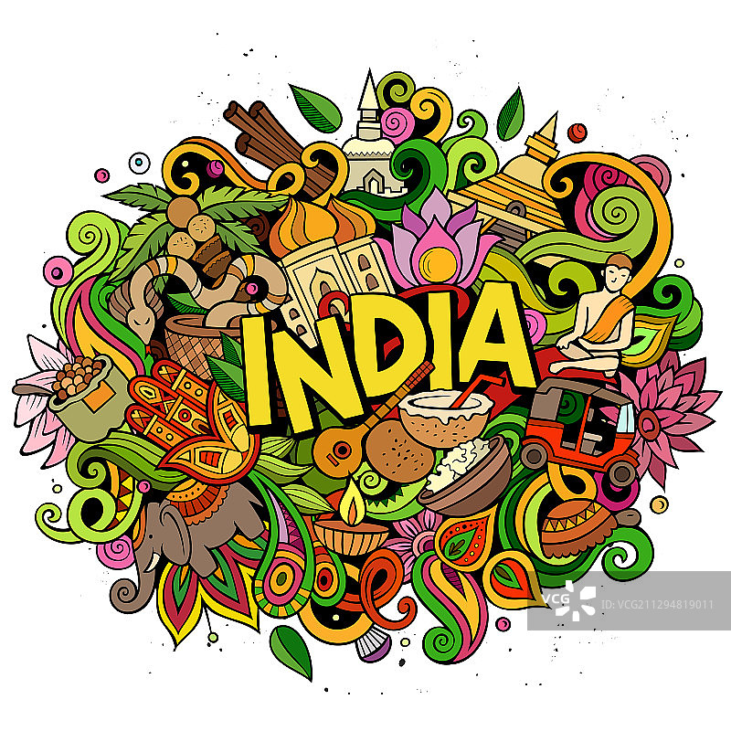 印度手绘卡通涂鸦图片素材