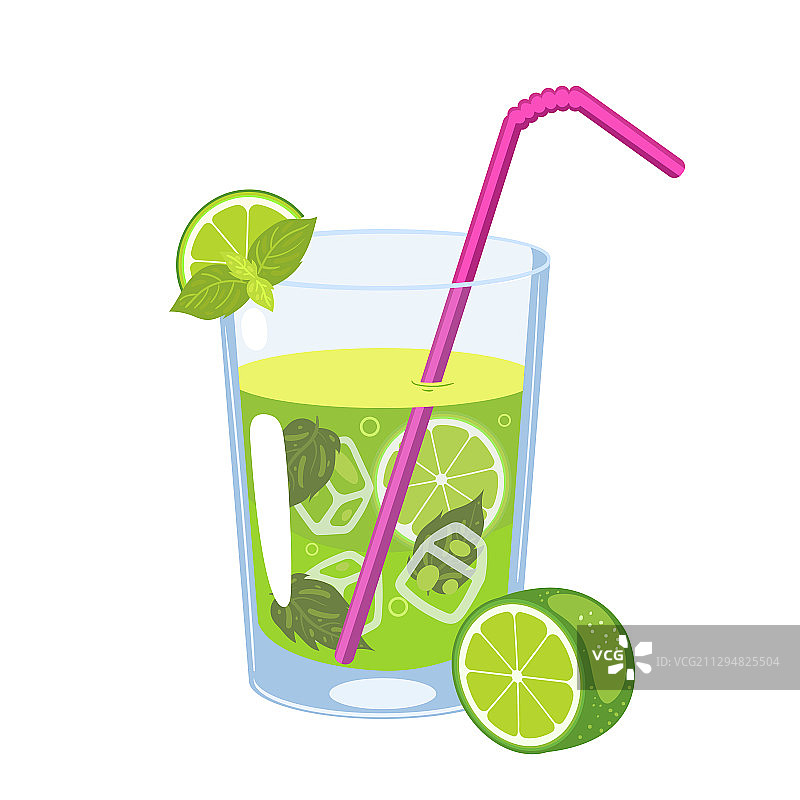 白色背景上的莫吉托鸡尾酒图片素材