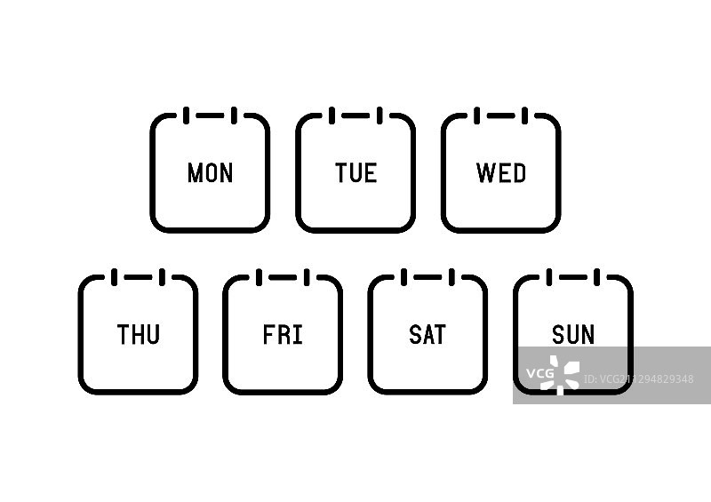 白色背景上的星期日历扁平图标图片素材