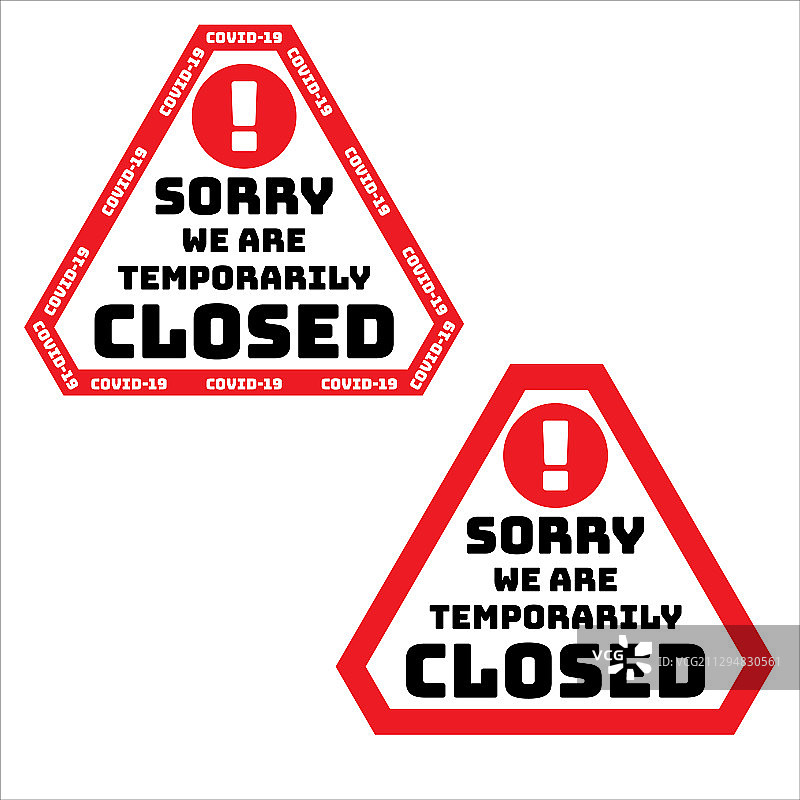 暂时关闭的COVID-19标志图片素材