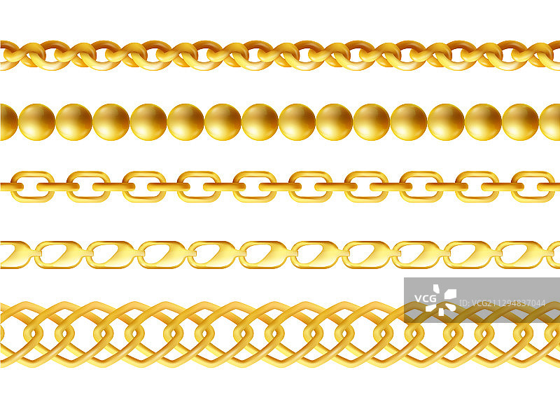金色链条无缝边框套装图片素材