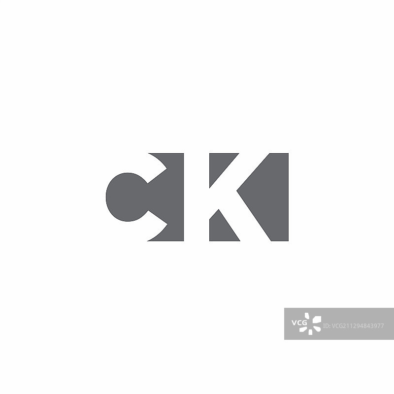 具有负空间风格的CK字母组合logo图片素材