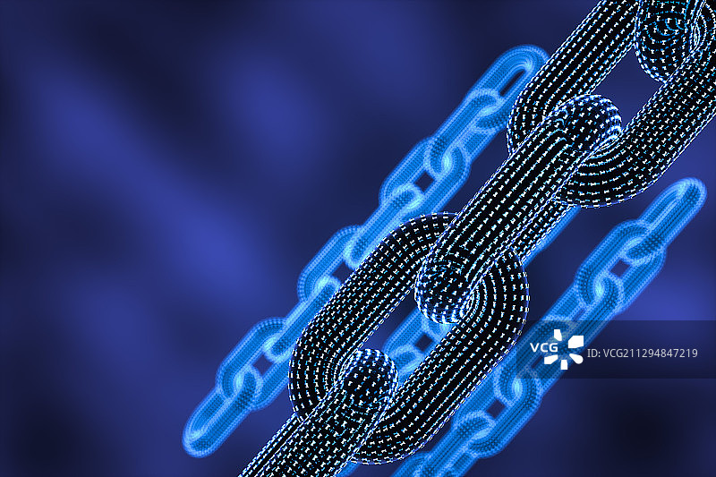 数字化的链条，三维图形图片素材