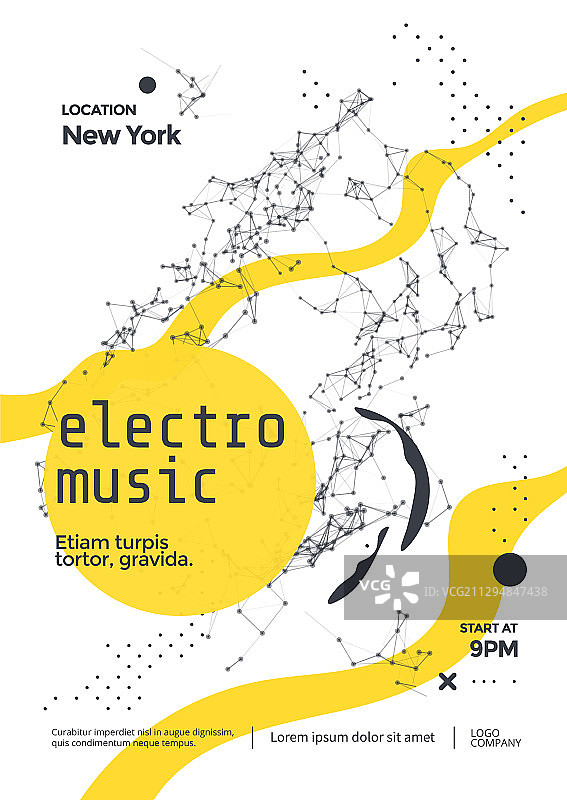 电子音乐现代俱乐部派对宣传单抽象设计图片素材
