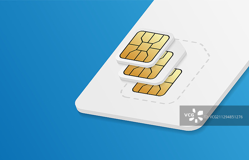 不同尺寸的逼真SIM卡图片素材