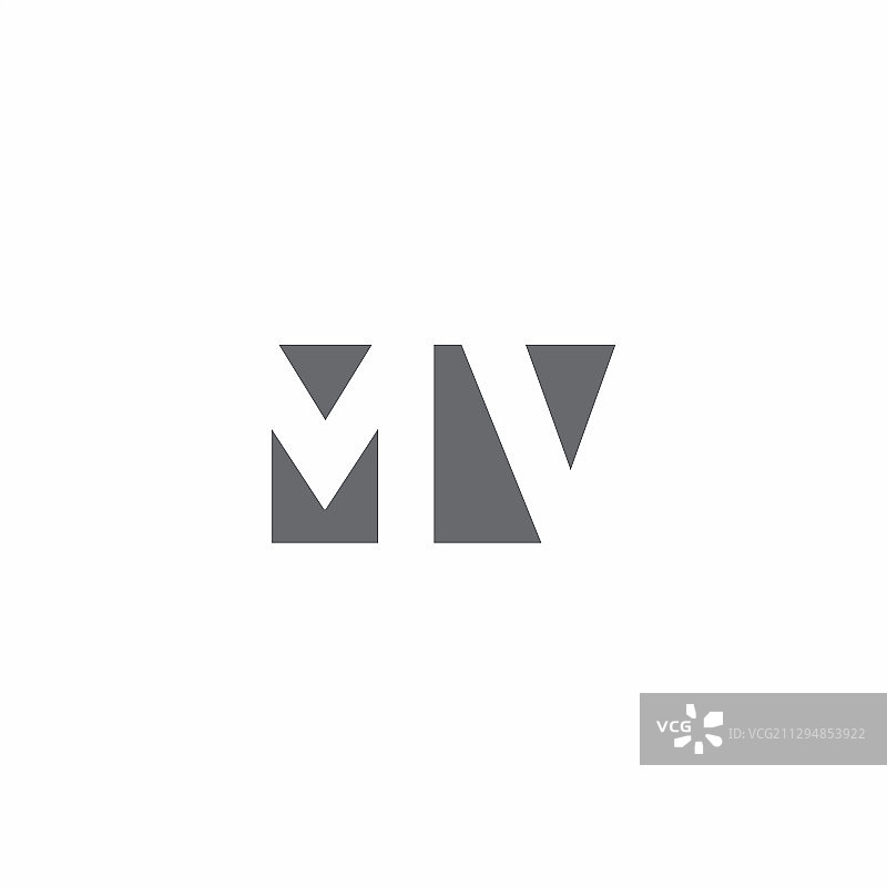 负空间风格MV字母组合标志设计图片素材