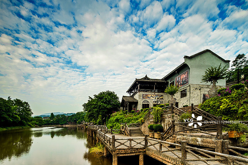 四川省眉山洪雅镇柳江古镇图片素材