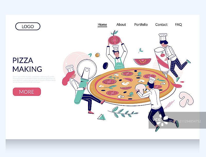 披萨制作网站着陆页设计图片素材