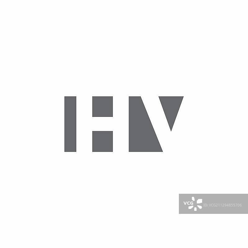负空间HV字母组合标志设计图片素材