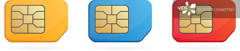 彩色SIM卡写实手机蜂窝网络套图图片素材