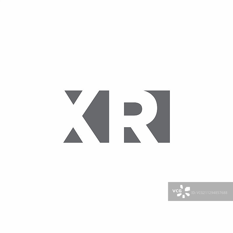 具有负空间风格设计的XR字母组合标志图片素材