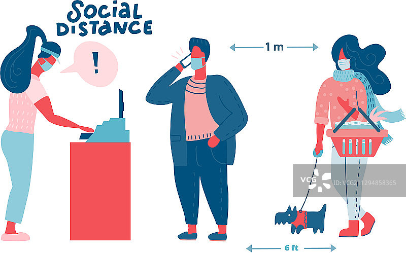 戴医用口罩的人们在购物图片素材