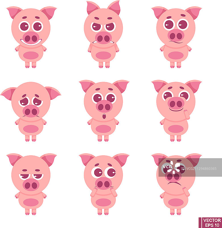 可爱的小猪表情符号图片素材