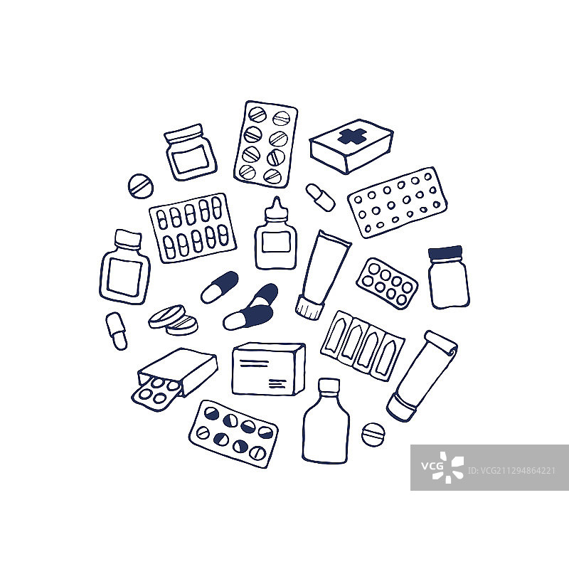 医药涂鸦图标合集EPS图片素材