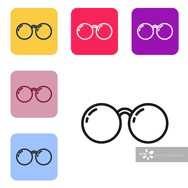 白色背景上的黑色眼镜图标图片素材