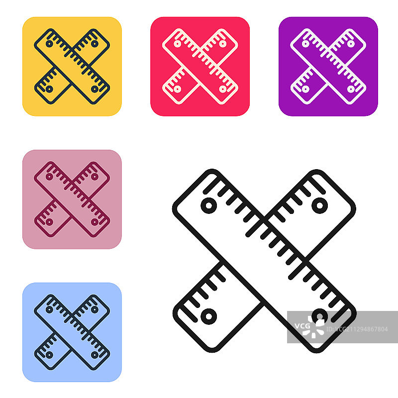 白色背景上的黑色交叉标尺图标图片素材