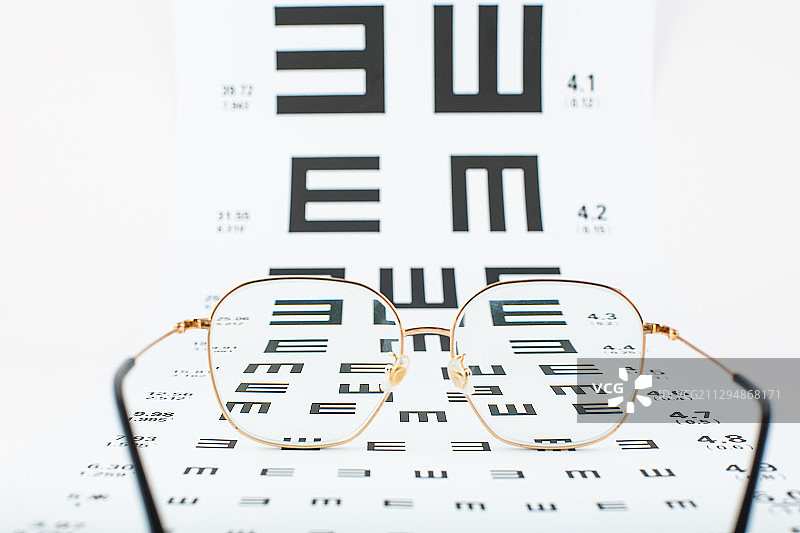 视力检测表和眼镜，爱眼日护眼主题图片。图片素材