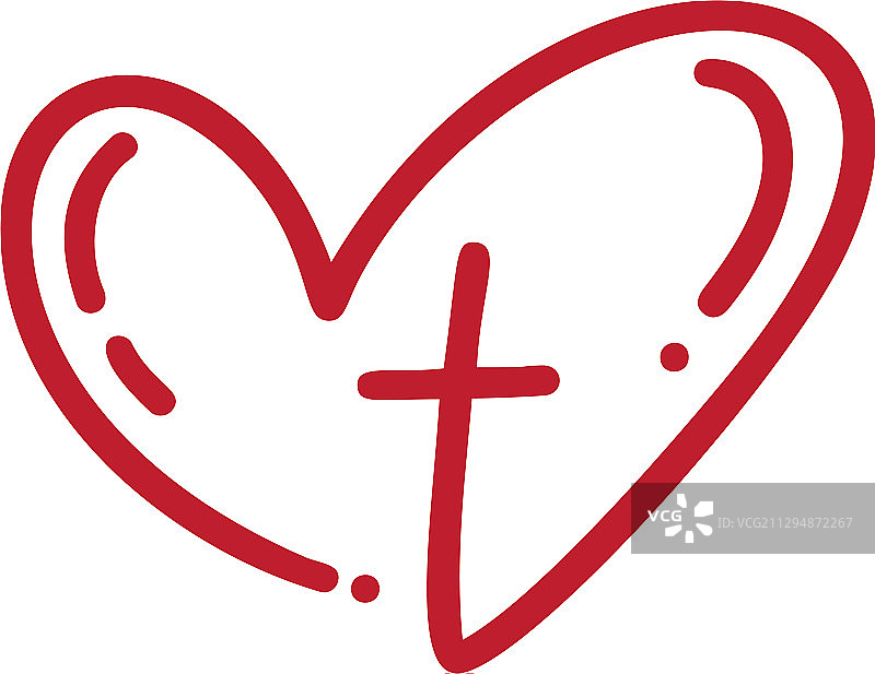 手绘红色书法基督教十字架标志图片素材