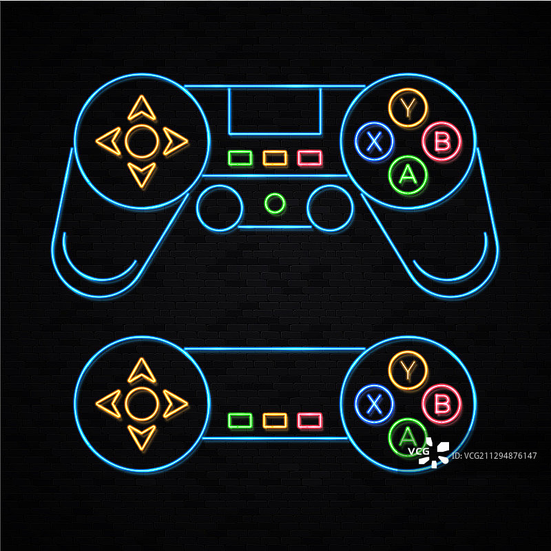 蓝色箭头光标霓虹游戏标志图片素材