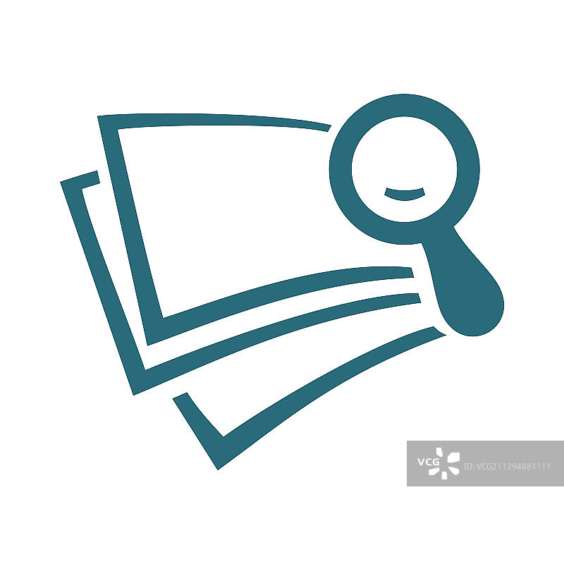 书籍页面与放大镜Logo图标图片素材