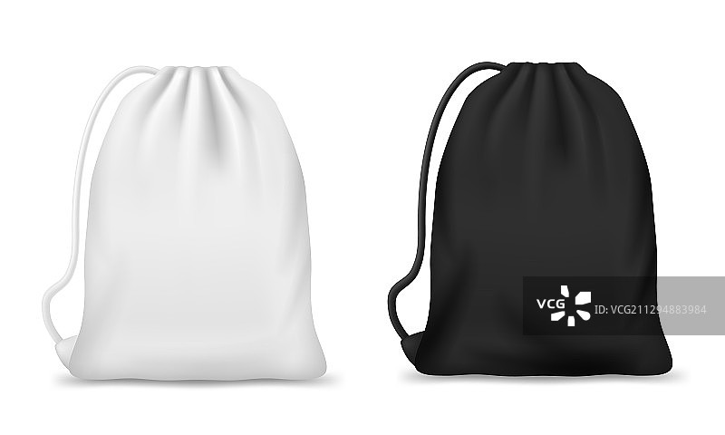 黑白束口袋或背包模型图片素材