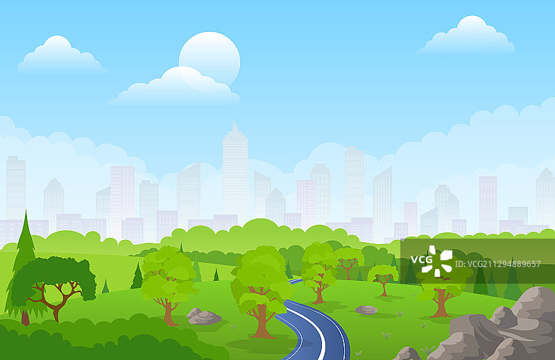 美丽的夏日城市公园全景banner图片素材