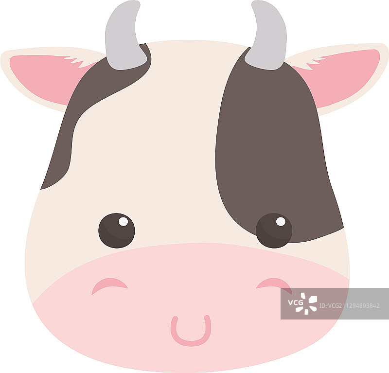 可爱的奶牛脸动物卡通（已隔离）图片素材