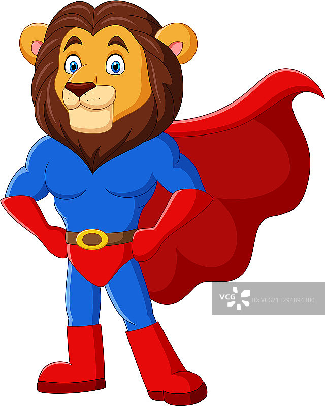 卡通趣味超级英雄狮子造型图片素材