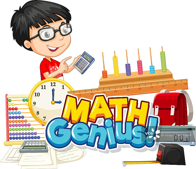 可爱男孩的“Math Genius”字体设计图片素材