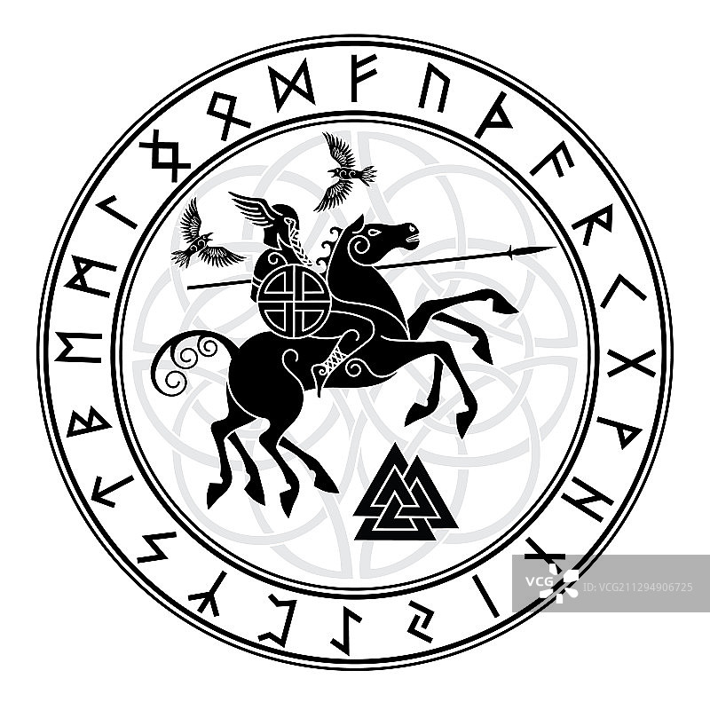 沃坦神骑着骏马图片素材