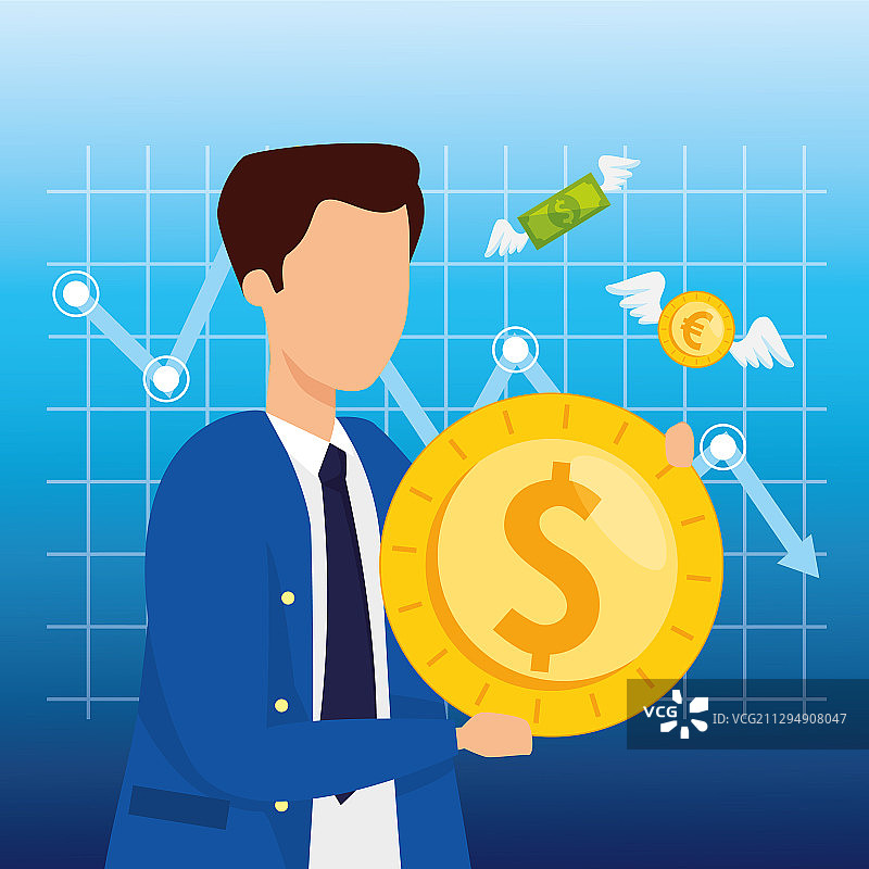 股市崩盘与商务人士和金钱图片素材