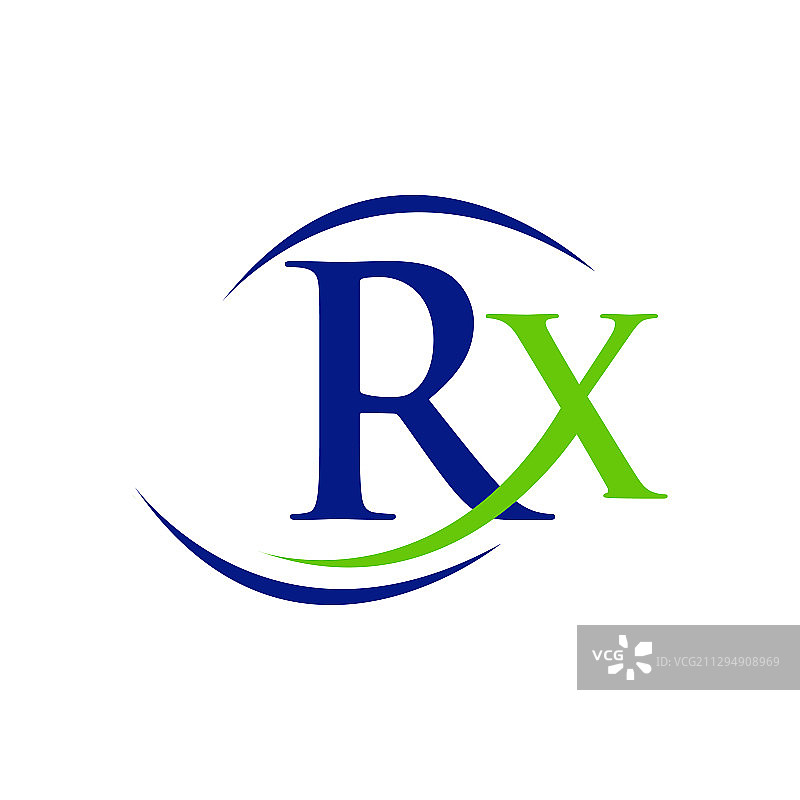 定制创意绿蓝色RX医疗标志设计图片素材