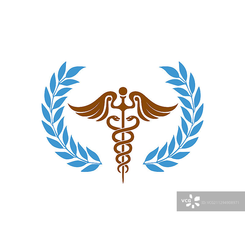 医疗健康：蛇杖象征阿斯克勒庇俄斯之蛇图片素材