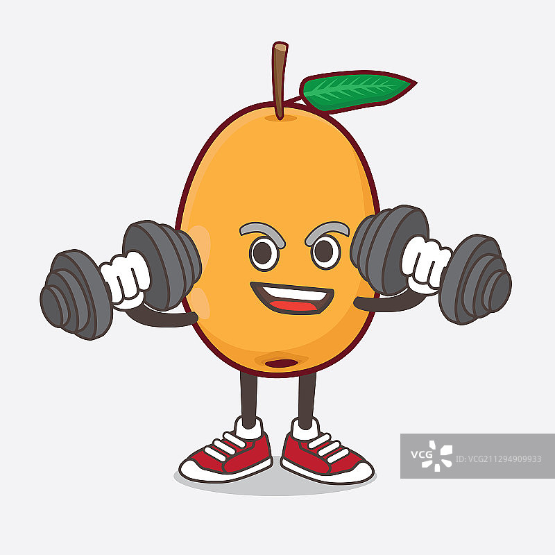 健身的卡通枇杷吉祥物图片素材