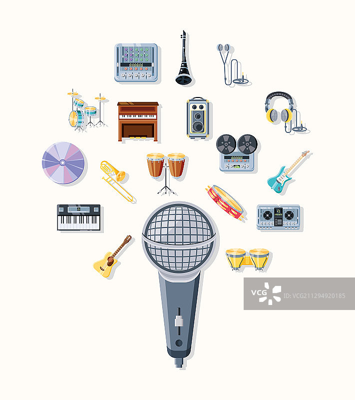 白色背景上的乐器图标合集图片素材