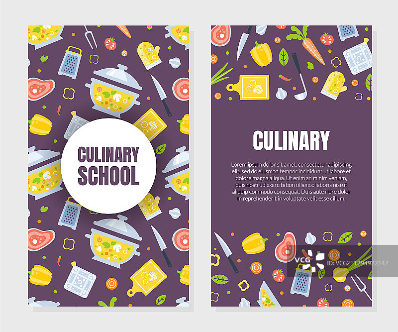 带厨房用具的烹饪课程卡片模板图片素材